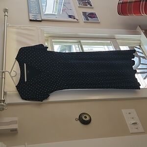 Size small womens llbean dress navy polka dot